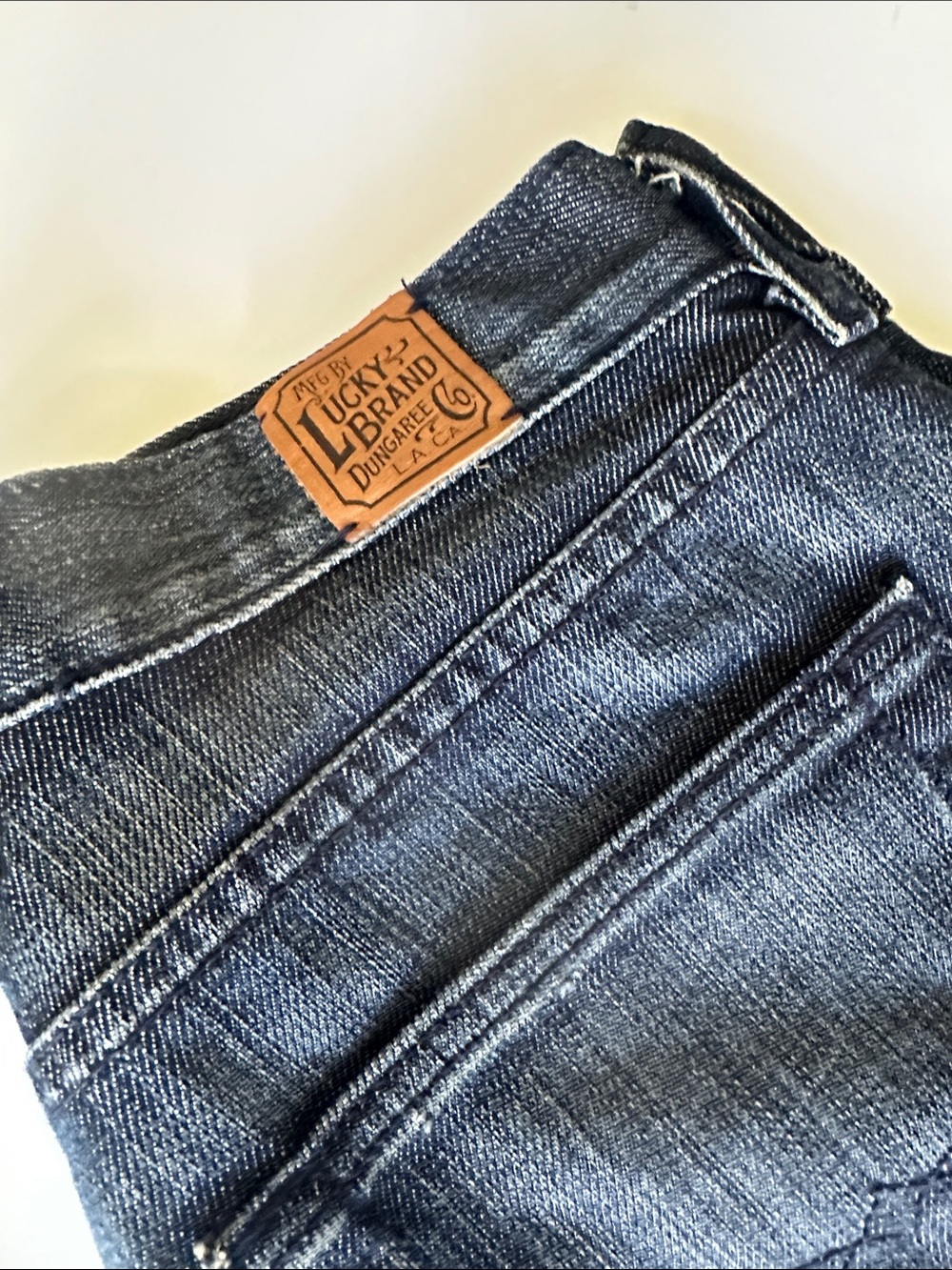 Lucky Brand Indigo Slim Straight Jeans with Leather Patch